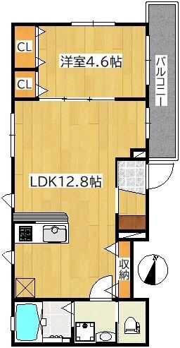 HOKO上杉六丁目(1LDK/2階)の間取り写真