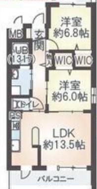 ラタミデンス駒止(2LDK/2階)の間取り写真