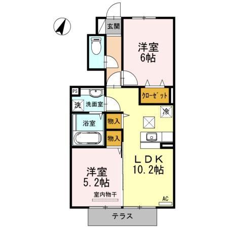 カサ・ティエンポ(2LDK/1階)の間取り写真