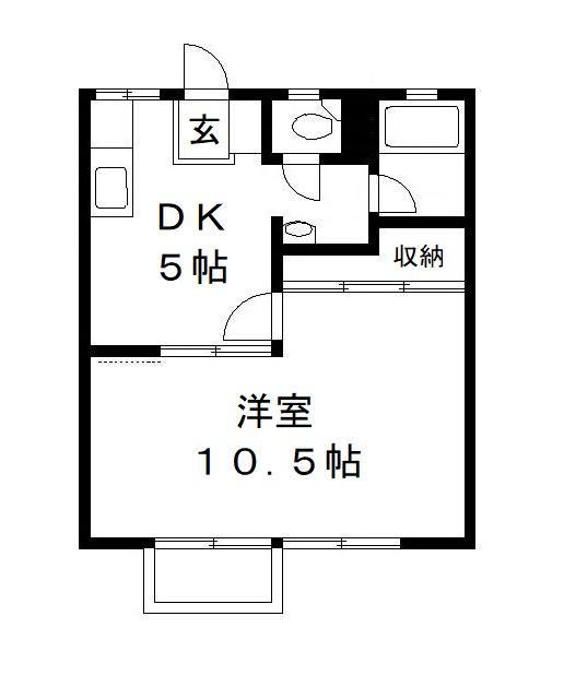 小野寺ハイツB(1DK/2階)の間取り写真