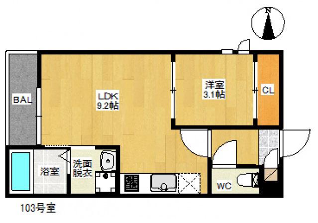 GRANDTIC VILLETTA-N3(1LDK/1階)の間取り写真