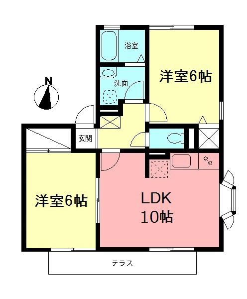 湘南台ビレッジA(2LDK/1階)の間取り写真