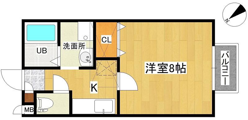レジデンツ中山(1K/2階)の間取り写真