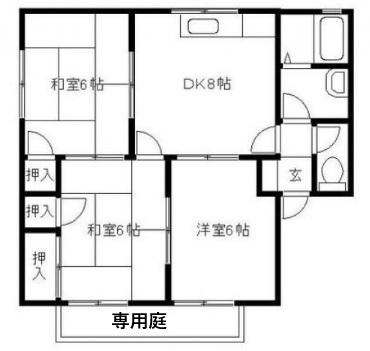 セジュール高取 A棟(3DK/1階)の間取り写真