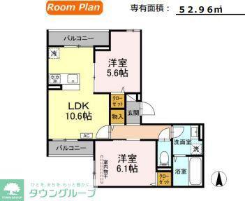 D-ROOM上篠崎(2LDK/3階)の間取り写真