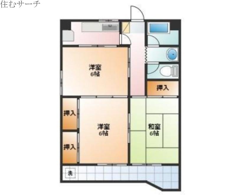 向陽ビル(3K/8階)の間取り写真