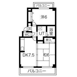 バーベナ光台I(2DK/2階)の間取り写真
