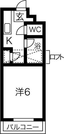 ラフォーレ駒方 B棟(ワンルーム/2階)の間取り写真