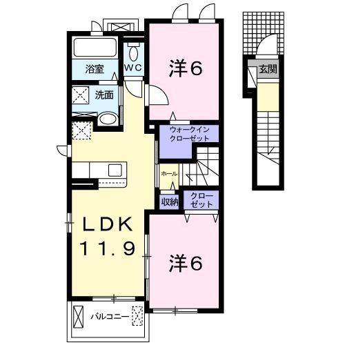 アンジュ ベル Ⅰ(2LDK/2階)の間取り写真