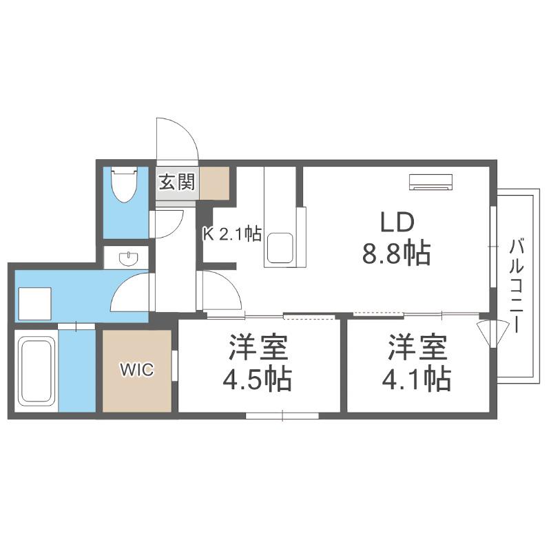 BALBONI山鼻(1SLDK/2階)の間取り写真