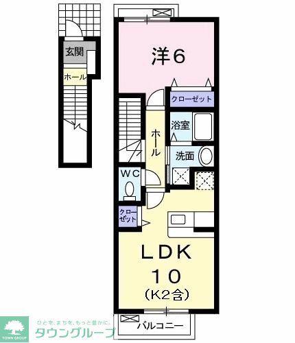 ラフレシール富士見(1LDK/2階)の間取り写真