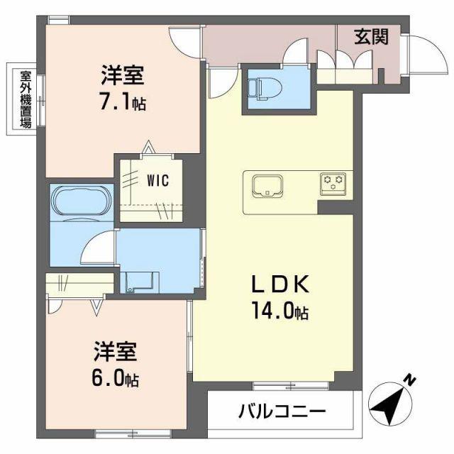 HINASA東鷹匠(2LDK/3階)の間取り写真