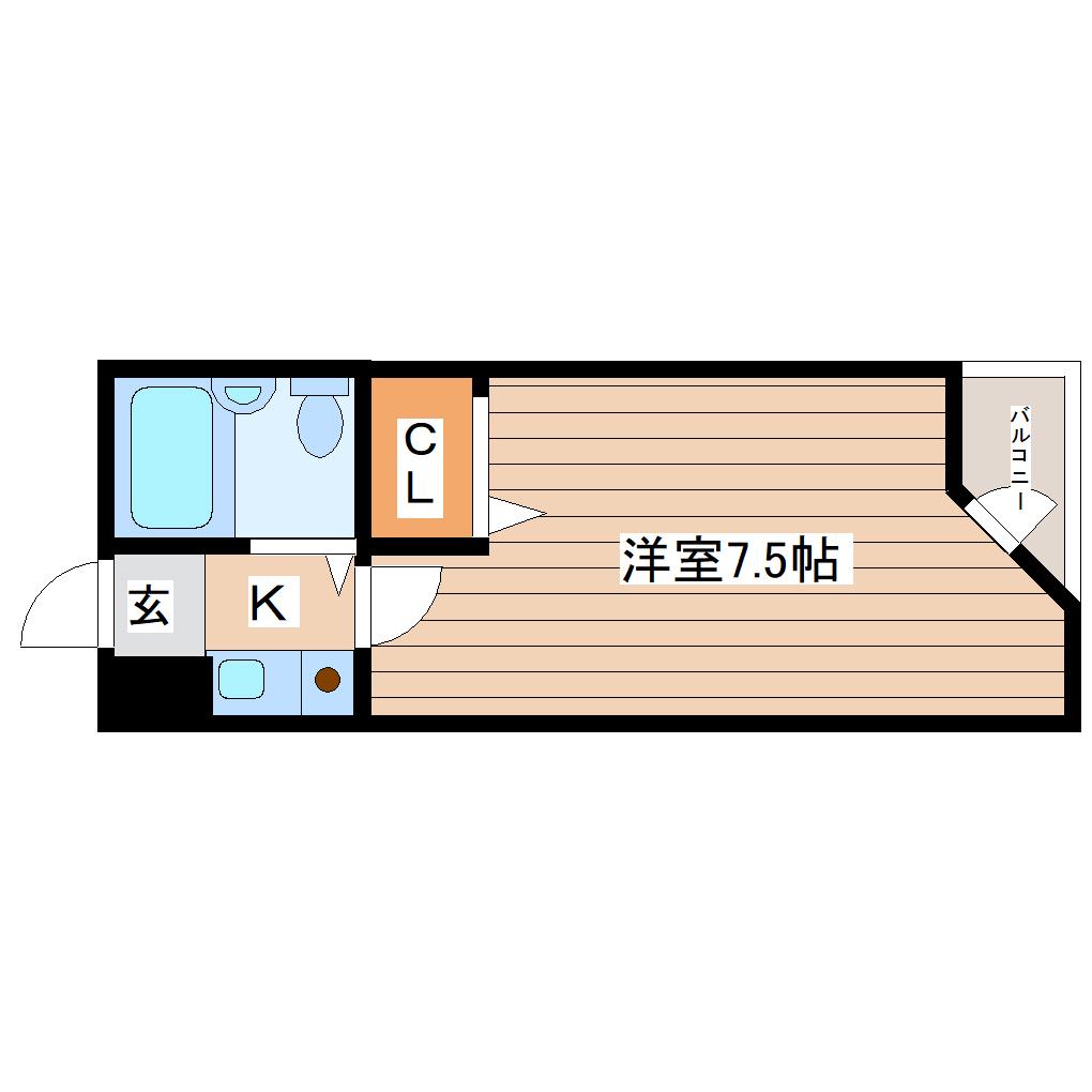ベルシティ中倉(1K/3階)の間取り写真