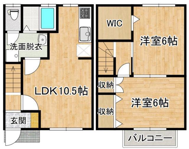 ノーブルハイム喜多町B(2LDK/1階)の間取り写真