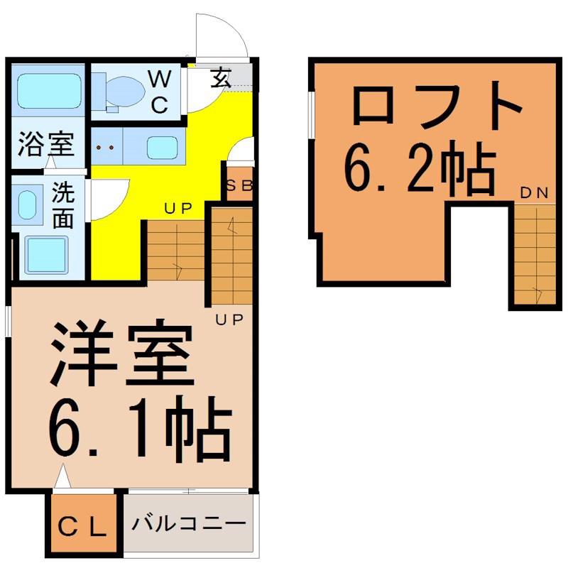 STAGE八熊(1K/1階)の間取り写真