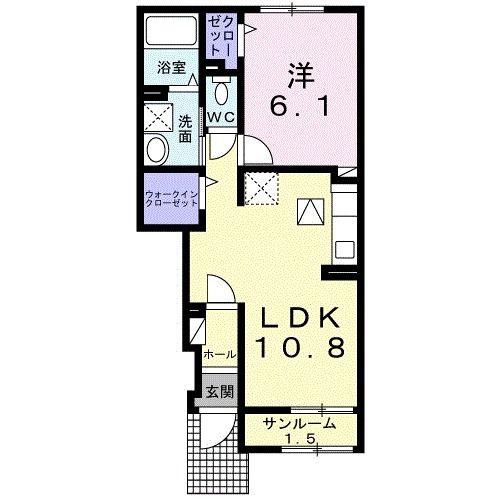 COMODO HOUSE H(1LDK/1階)の間取り写真