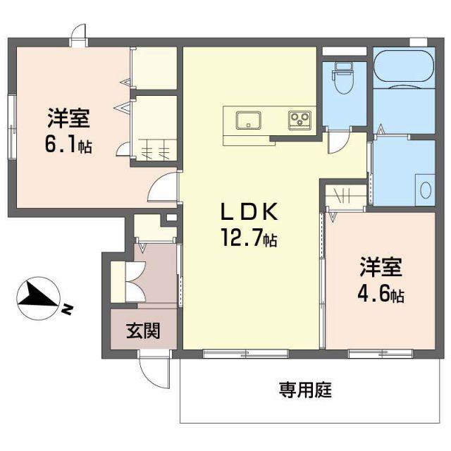 シャーメゾン西連寺(2LDK/1階)の間取り写真