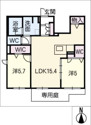クオーレ幸(2LDK/1階)の間取り写真