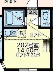 四季のワルツ(ワンルーム/2階)の間取り写真