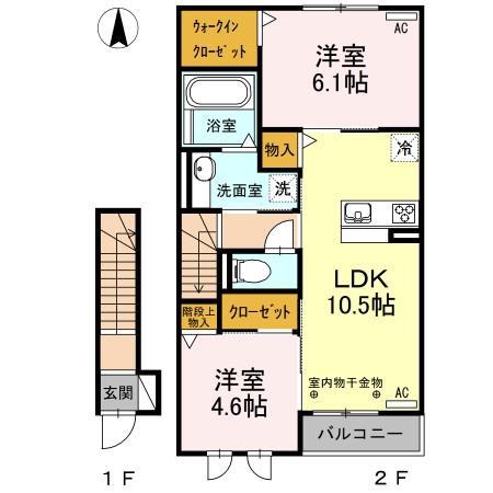 コンフォール西小鷹野(2LDK/2階)の間取り写真