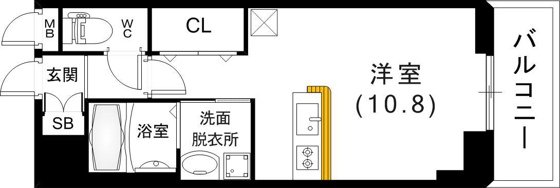 プラチナコート(ワンルーム/2階)の間取り写真