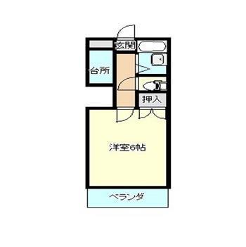 ローズハイツ高屋(1K/2階)の間取り写真