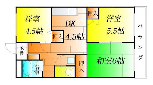 浅野マンション(3DK/2階)の間取り写真
