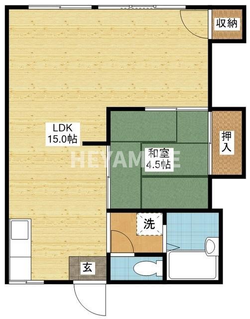 コーポ上山(1LDK/1階)の間取り写真