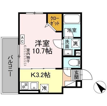 DBLESS鶴見市場(1K/3階)の間取り写真