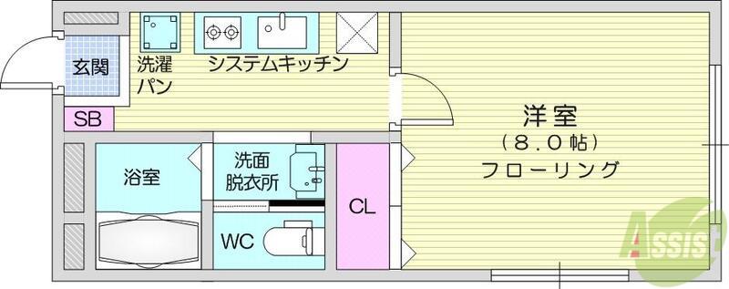 グランメゾン七福(1K/3階)の間取り写真