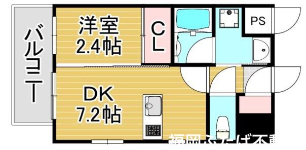 リアンシエルブルーJR香椎(1DK/5階)の間取り写真