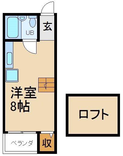 山本ハイツ(ワンルーム/1階)の間取り写真