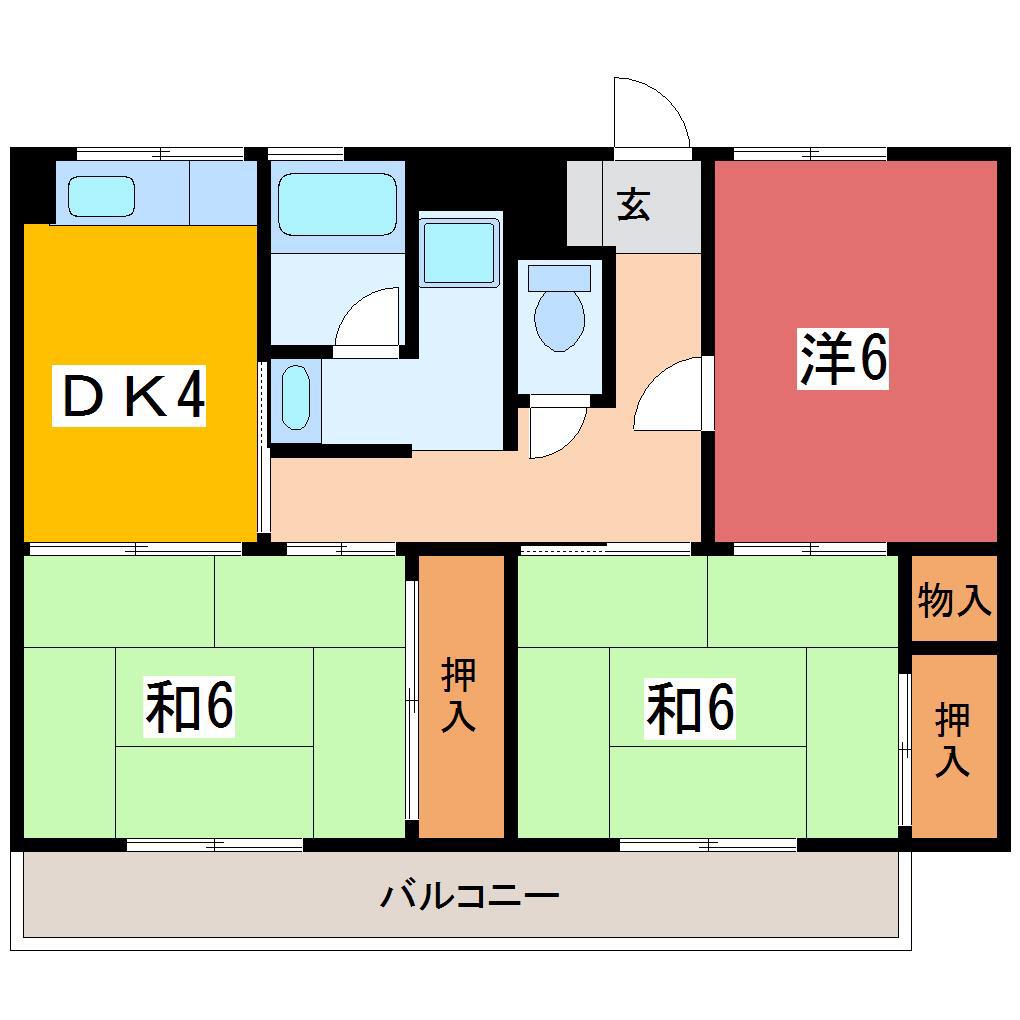 プレジデント福井 1号棟(3DK/3階)の間取り写真