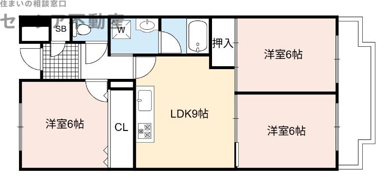 シャトーレイクルイーズ(3LDK/4階)の間取り写真