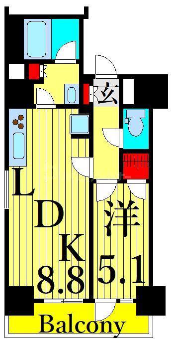HYS浅草(1LDK/2階)の間取り写真