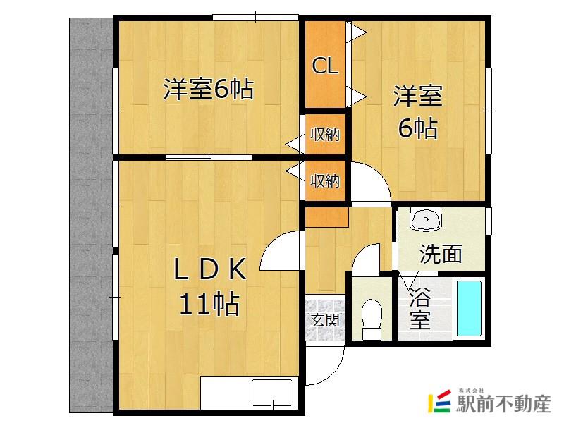 リバーサイド宮司(2LDK/1階)の間取り写真
