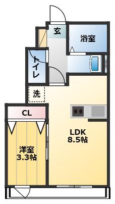 PREMORY名取駅前 A(1LDK/1階)の間取り写真