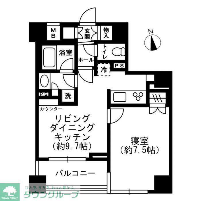 レジディア四谷三丁目(1LDK/3階)の間取り写真