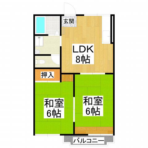 上野ハイツ(2LDK/2階)の間取り写真