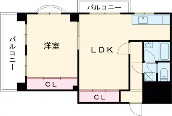 ビラユニオン兵庫(1LDK/2階)の間取り写真