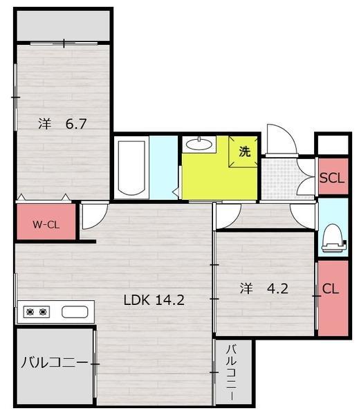 アルテマイスターリノ(2LDK/1階)の間取り写真