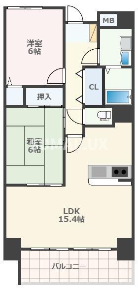 フラワーマンション城西(2LDK/2階)の間取り写真