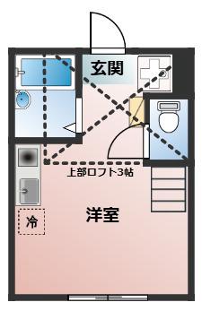 プライムテラス南林間III(ワンルーム/2階)の間取り写真