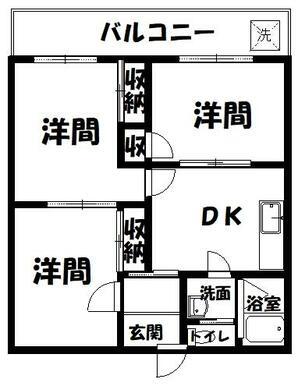 山崎ハイツ(3DK/1階)の間取り写真