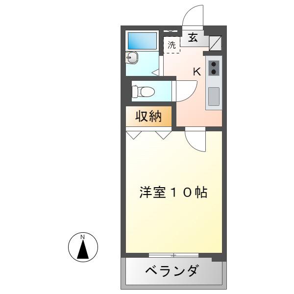 サンライズファミリアII(1K/3階)の間取り写真