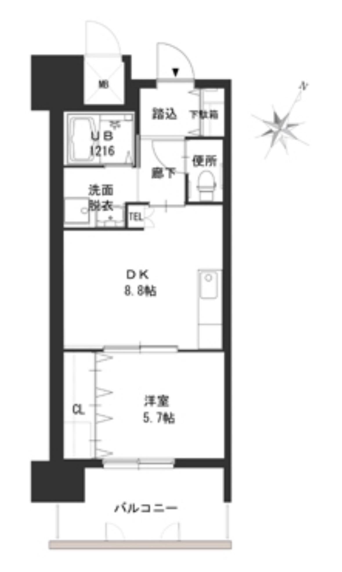 クラシオン荒江(1LDK/3階)の間取り写真