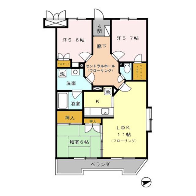 パストラルハイツ(3LDK/2階)の間取り写真