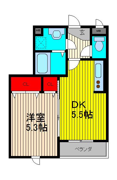 SAMIA川口元郷(1DK/3階)の間取り写真