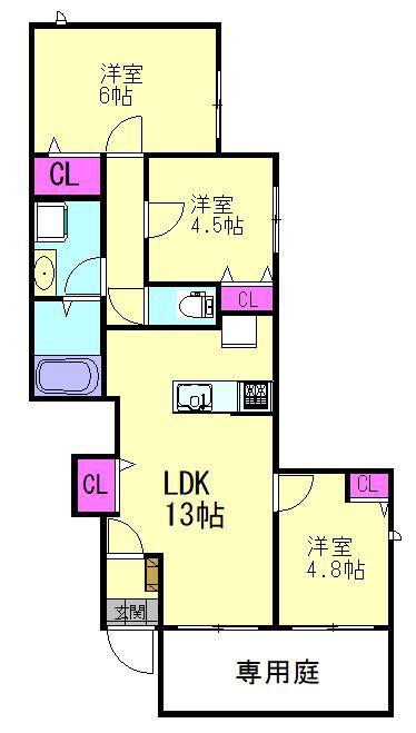 ハイマート静和(3LDK/1階)の間取り写真