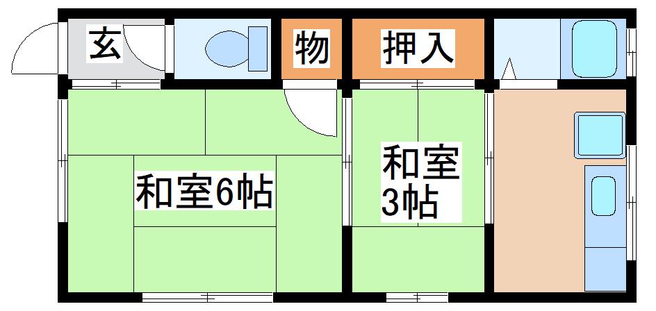ライズ神戸長田2号棟(2K/2階)の間取り写真